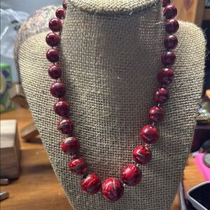 Elegant Red Beaded Necklace